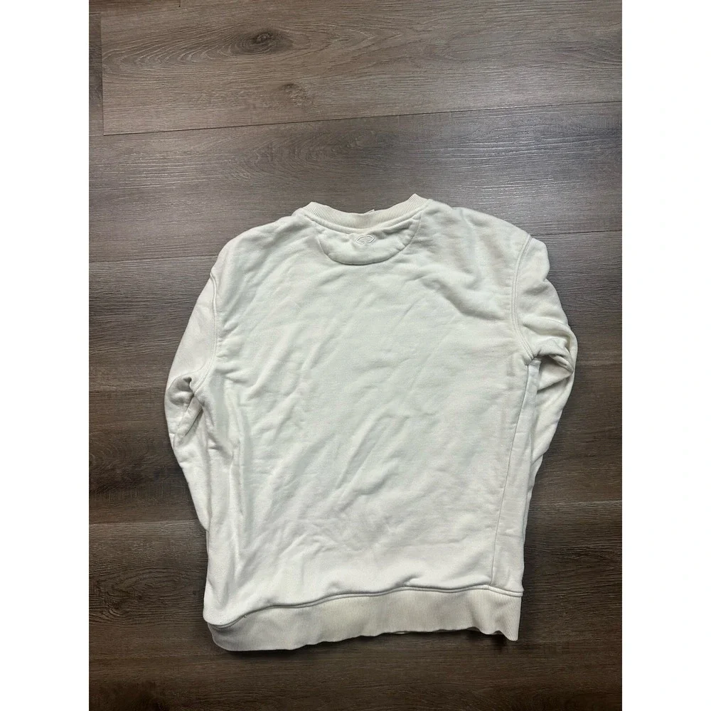 Audimas Sweater Women's S White Cream Logo Print‎ Long Sleeve Crew Neck